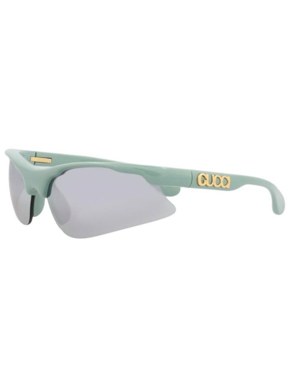 New Gucci Mens Shield/Wrap Green Green Silver Fashion Designer Sunglasses